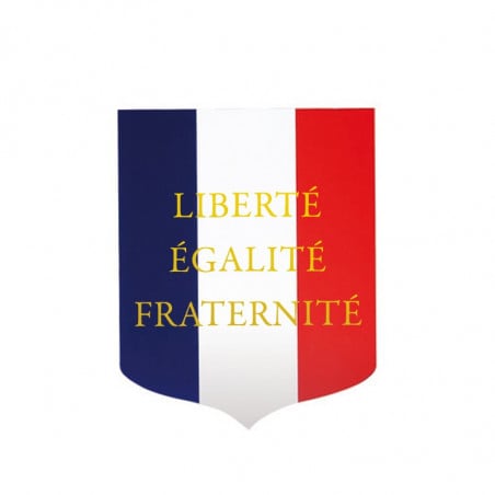 Écusson porte-drapeau mairie tricolore avec inscription Liberté Egalité Fraternité