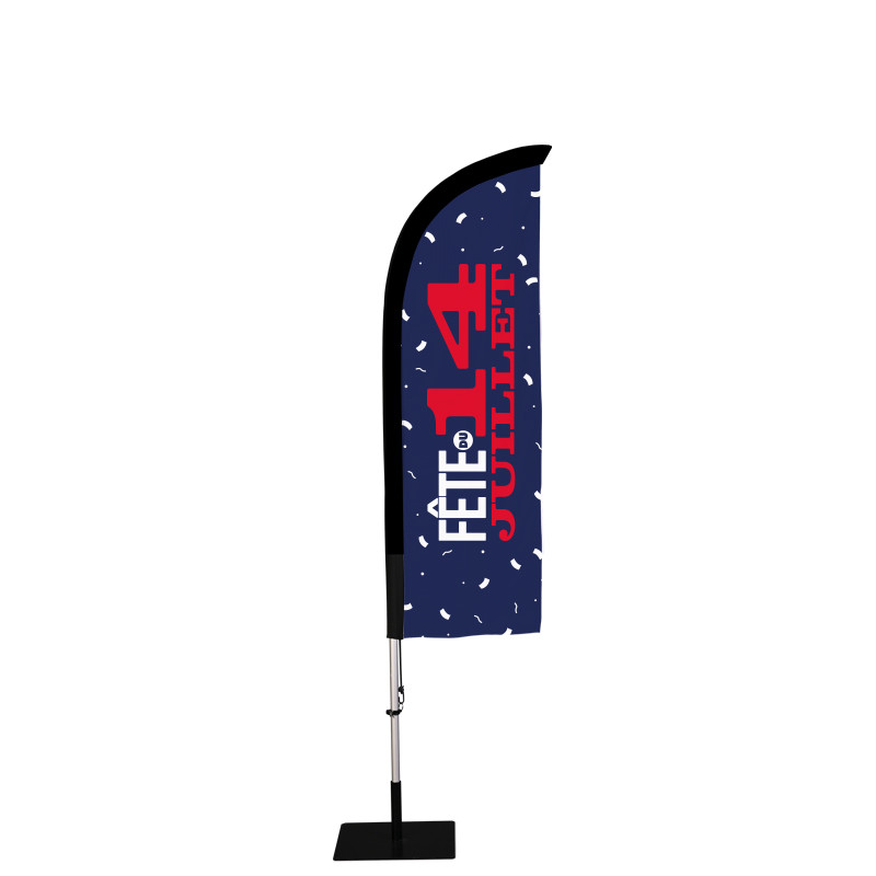 Beach flag Prêt à imprimer "Fête du 14 Juillet" (kit avec platine carrée) 2,3 m - Modèle 1 MACAP