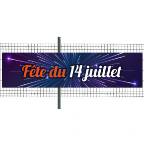Banderole Prête à imprimer "Fête du 14 Juillet" (fixation oeillets) 100x400 cm - Modéle 2 MACAP