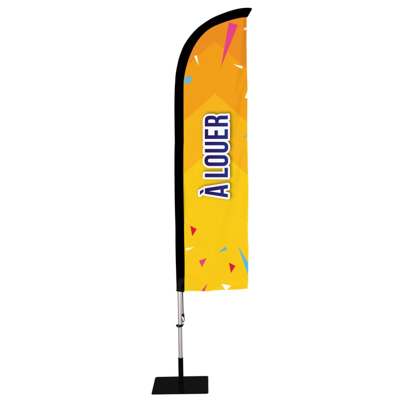 Beach flag Prêt à imprimer "A louer" (kit avec platine carrée) 2,8 m - Modèle 2 MACAP