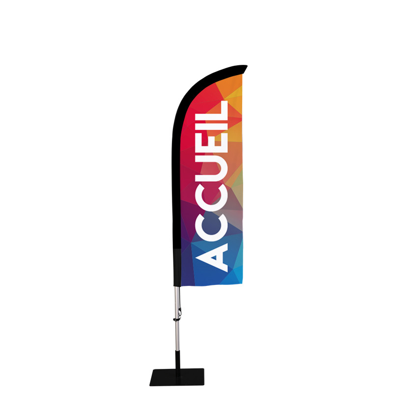 Beach flag Prêt à imprimer "Accueil" (kit avec platine carrée) 2,3 m - Modèle 1 MACAP