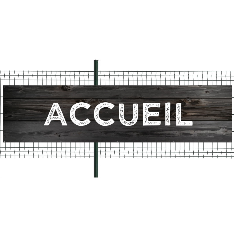 Banderole Prête à imprimer "Accueil" (fixation oeillets) 100x400 cm - Modèle 2 MACAP