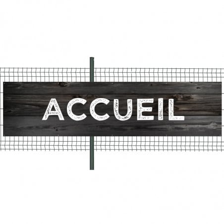 Banderole Prête à imprimer "Accueil" (fixation oeillets) 100x400 cm - Modèle 2 MACAP