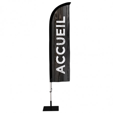 Beach flag Prêt à imprimer "Accueil" (kit avec platine carrée) 2,8 m - Modèle 2 MACAP