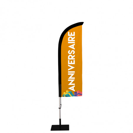 Beach flag Prêt à imprimer "Anniversaire" (kit avec platine carrée) 2,3 m - Modèle 1 MACAP