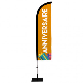 Beach flag Prêt à imprimer "Anniversaire" (kit avec platine carrée) 2,8 m - Modèle 1 MACAP