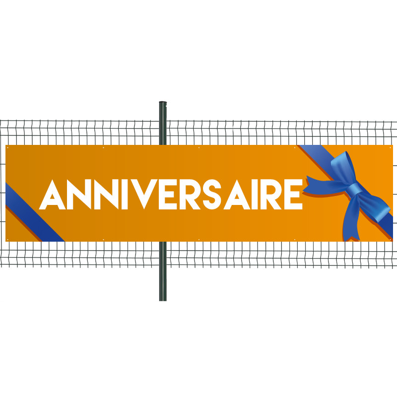 Banderole Prête à imprimer "Anniversaire" (fixation oeillets) 100x400 cm - Modèle 2 MACAP