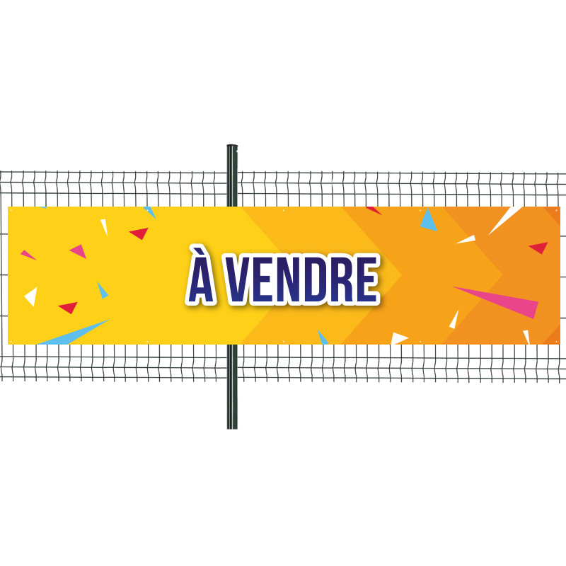 Banderole Prête à imprimer "A vendre" (fixation oeillets) 100x400 cm - Modèle 2 MACAP
