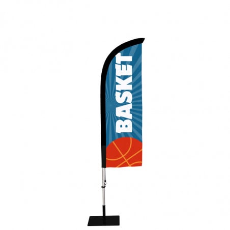 Beach flag Prêt à imprimer "Basket" (kit avec platine carrée) 2,3 m - Modèle 2 MACAP