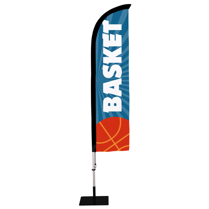Beach flag Prêt à imprimer "Basket" (kit avec platine carrée) 2,8 m - Modèle 2 MACAP