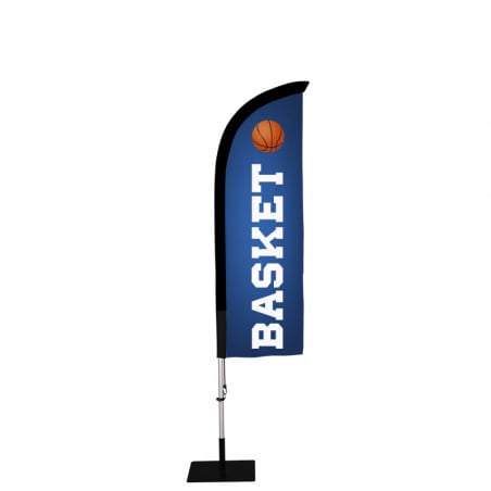 Beach flag Prêt à imprimer "Basket" (kit avec platine carrée) 2,3 m - Modèle 1 MACAP