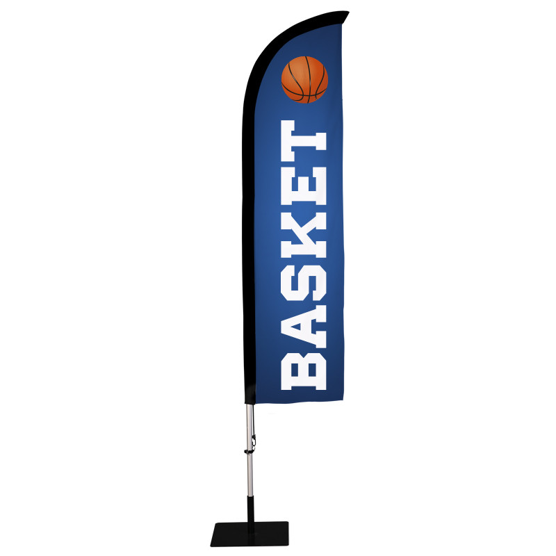 Beach flag Prêt à imprimer "Basket" (kit avec platine carrée) 2,8 m - Modèle 1 MACAP