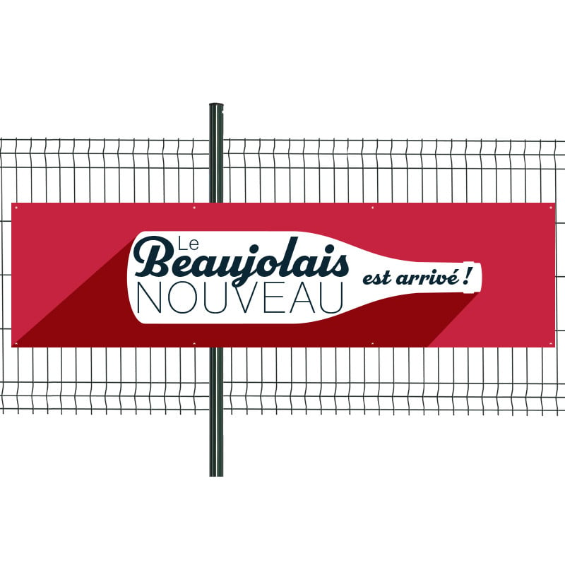 Banderole Prête à imprimer "Beaujolais nouveau" (fixation oeillets) 80x300 cm - Modèle 1 MACAP