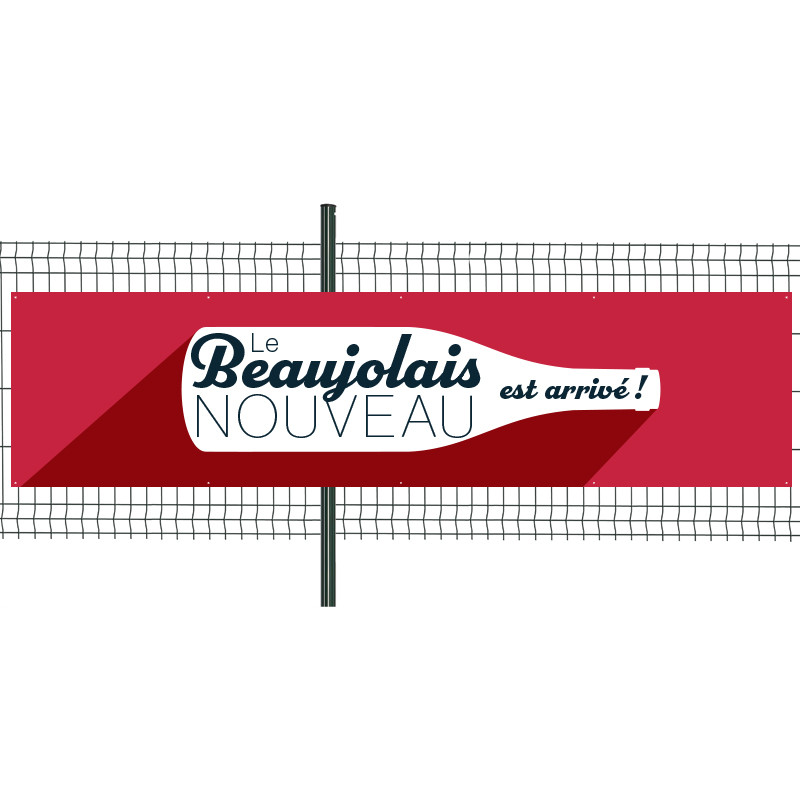 Banderole Prête à imprimer "Beaujolais nouveau" (fixation oeillets) 100x400 cm - Modèle 1 MACAP