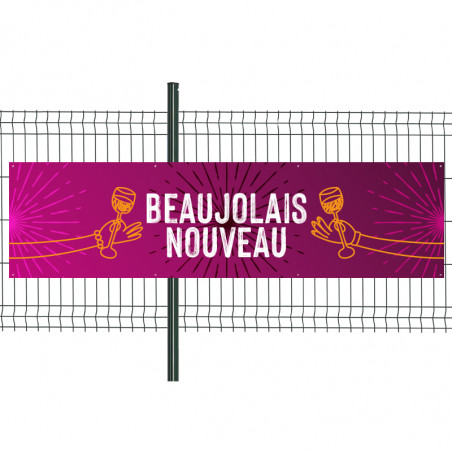 Banderole Prête à imprimer "Beaujolais nouveau" (fixation oeillets) 80x300 cm - Modèle 2 MACAP