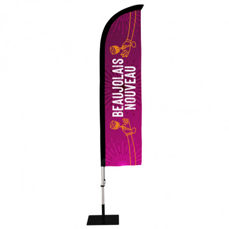 Beach flag Prêt à imprimer "Beaujolais nouveau" (kit avec platine carrée) 2,8 m - Modèle 2 MACAP