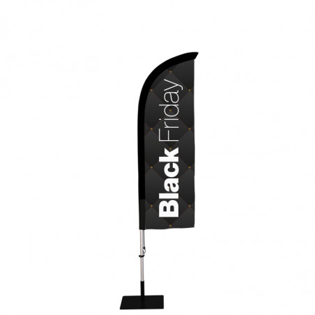 Beach flag Prêt à imprimer "Black Friday" (kit avec platine carrée) 2,3 m - Modèle 1 MACAP
