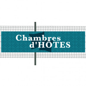 Banderole Prête à imprimer "Chambres d'Hôtes" (fixation oeillets) 100x400 cm - Modèle 1 MACAP
