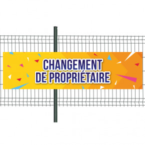 Banderole Prête à imprimer "Changement de propriétaire" (fixation oeillets) 80x300 cm - Modèle 2 MACAP