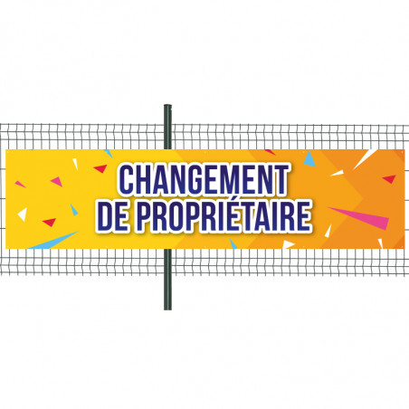 Banderole Prête à imprimer "Changement de propriétaire" (fixation oeillets) 100x400 cm - Modèle 2 MACAP
