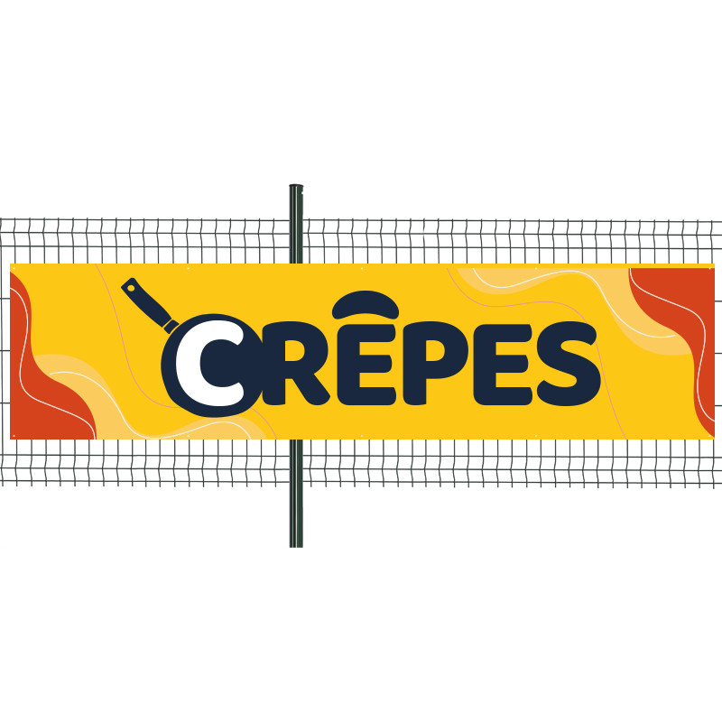 Banderole Prête à imprimer "Crêpes" (fixation oeillets) 100x400 cm - Modèle 2 MACAP