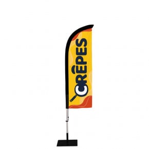 Beach flag Prêt à imprimer "Crêpes" (kit avec platine carrée) 2,3 m - Modèle 2 MACAP