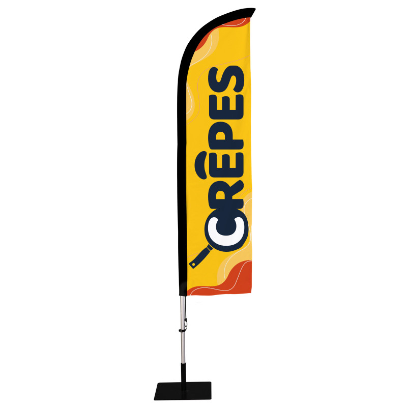 Beach flag Prêt à imprimer "Crêpes" (kit avec platine carrée) 2,8 m - Modèle 2 MACAP