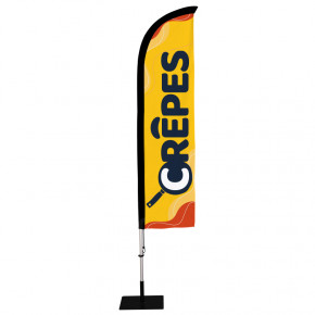 Beach flag Prêt à imprimer "Crêpes" (kit avec platine carrée) 2,8 m - Modèle 2 MACAP