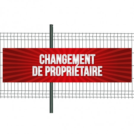 Banderole Prête à imprimer "Changement de propriétaire" (fixation oeillets) 80x300 cm - Modèle 1 MACAP