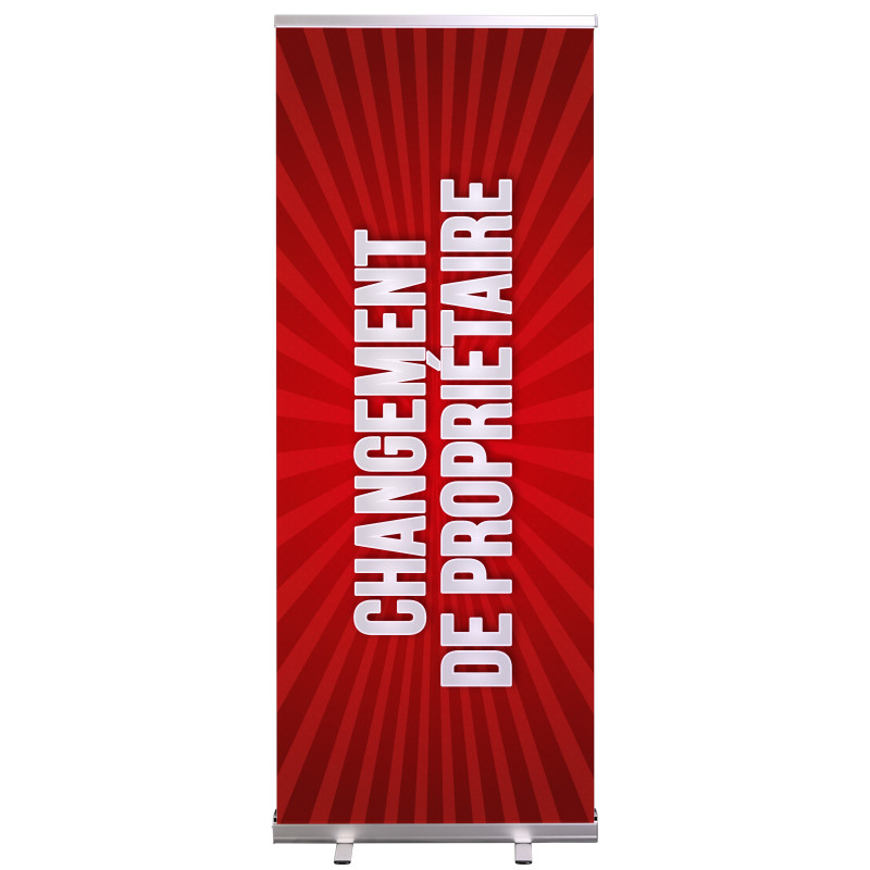 Roll-up Prêt à imprimer "Changement de propriétaire" (avec housse de transport) 80x200 cm - Modèle 1 MACAP