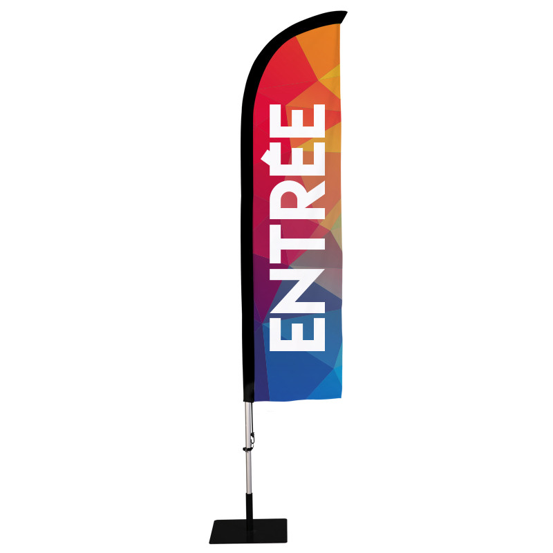 Beach flag Prêt à imprimer "Entrée" (kit avec platine carrée) 2,8 m - Modèle 1 MACAP