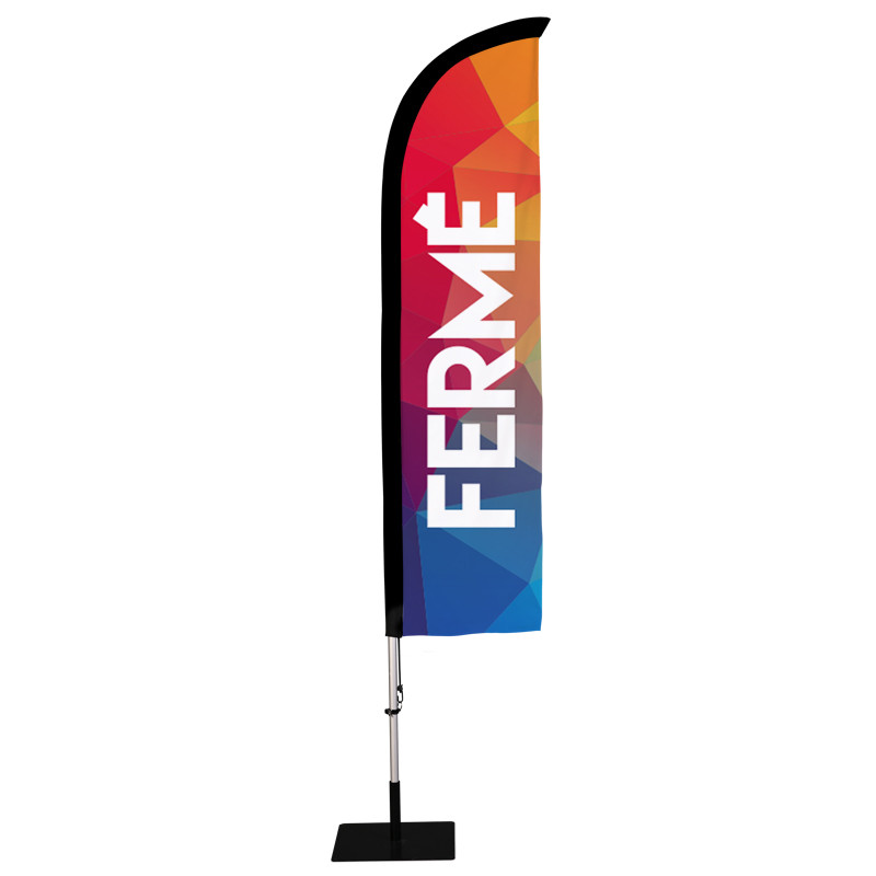 Beach flag Prêt à imprimer "Fermé" (kit avec platine carrée) 2,8 m - Modèle 1 MACAP