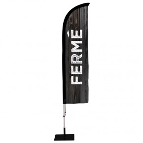 Beach flag Prêt à imprimer "Fermé" (kit avec platine carrée) 2,8 m - Modèle 2 MACAP