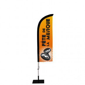 Beach flag Prêt à imprimer "Fête de la musique" (kit avec platine carrée) 2,3 m - Modèle 1 MACAP