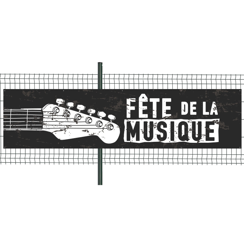 Banderole Prête à imprimer "Fête de la musique" (fixation oeillets) 100x400 cm - Modèle 2 MACAP