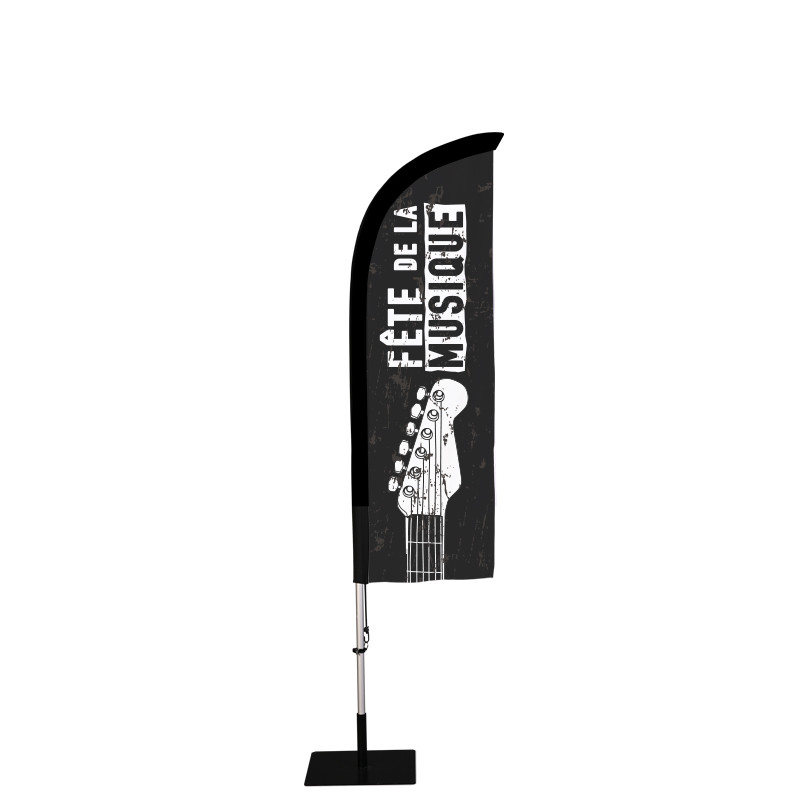 Beach flag Prêt à imprimer "Fête de la musique" (kit avec platine carrée) 2,3 m - Modèle 2 MACAP