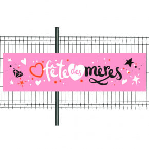 Banderole Prête à imprimer "Fête des mères" (fixation oeillets) 80x300 cm - Modèle 2 MACAP