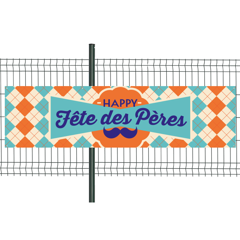 Banderole Prête à imprimer "Fête des pères" (fixation oeillets) 80x300 cm - Modèle 1 MACAP