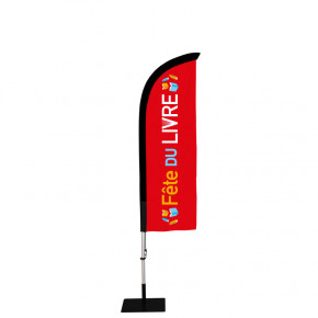 Beach flag Prêt à imprimer "Fête du livre" (kit avec platine carrée) 2,3 m - Modèle 1 MACAP