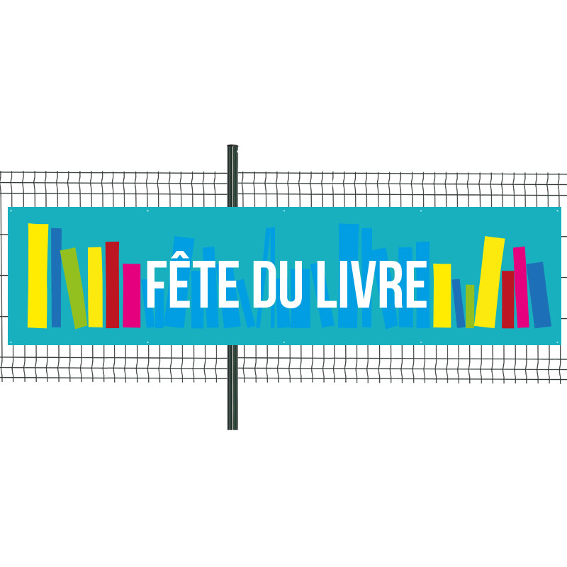 Banderole Prête à imprimer "Fête du livre" (fixation oeillets) 100x400 cm - Modèle 2 MACAP