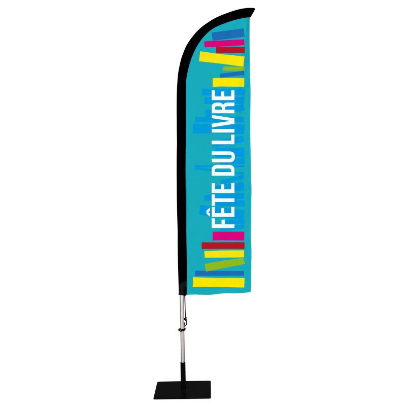 Beach flag Prêt à imprimer "Fête du livre" (kit avec platine carrée) 2,8 m - Modèle 2 MACAP