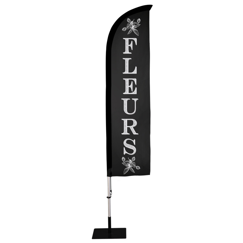 Beach flag Prêt à imprimer "Fleurs" (kit avec platine carrée) 2,8 m - Modèle 2          MACAP