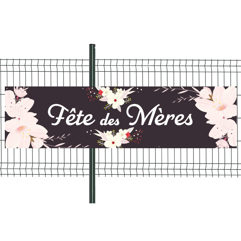 Banderole Prête à imprimer "Fête des mères" (fixation oeillets) 80x300 cm - Modèle 1 MACAP