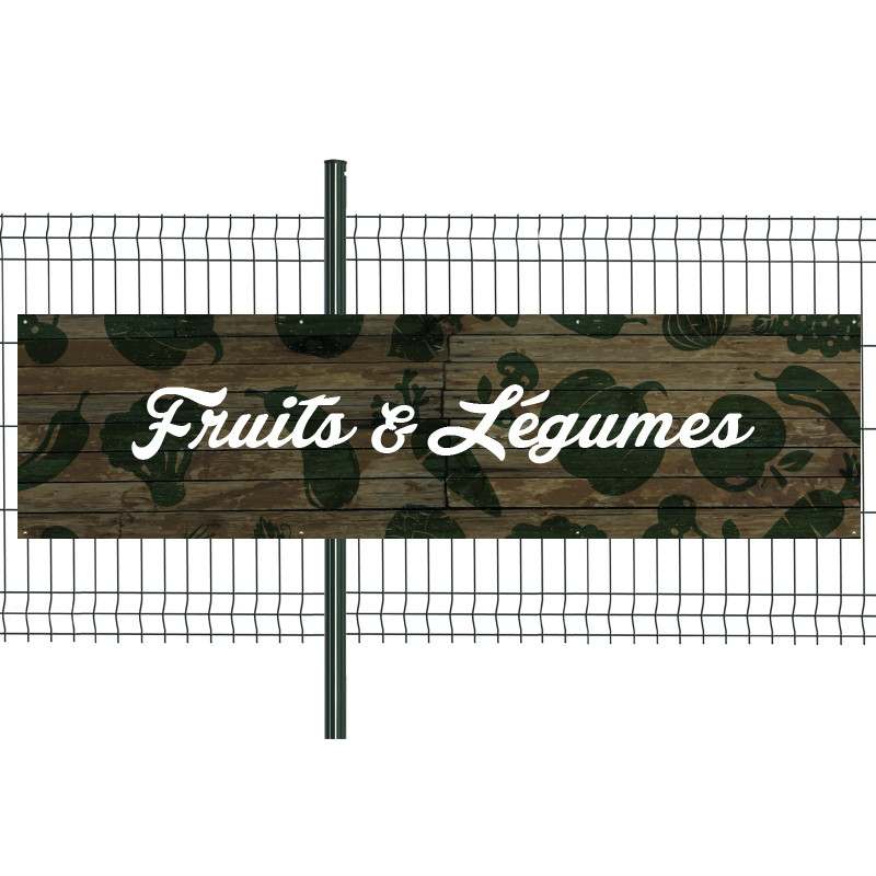 Banderole Prête à imprimer "Fruits et légumes" (fixation oeillets) 80x300 cm - Modèle 2 MACAP