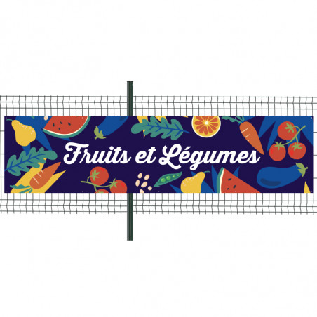 Banderole Prête à imprimer "Fruits et légumes" (fixation oeillets) 100x400 cm - Modèle 1 MACAP