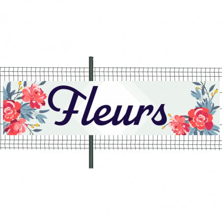 Banderole Prête à imprimer "Fleurs" (fixation oeillets) 100x400 cm - Modèle 1 MACAP
