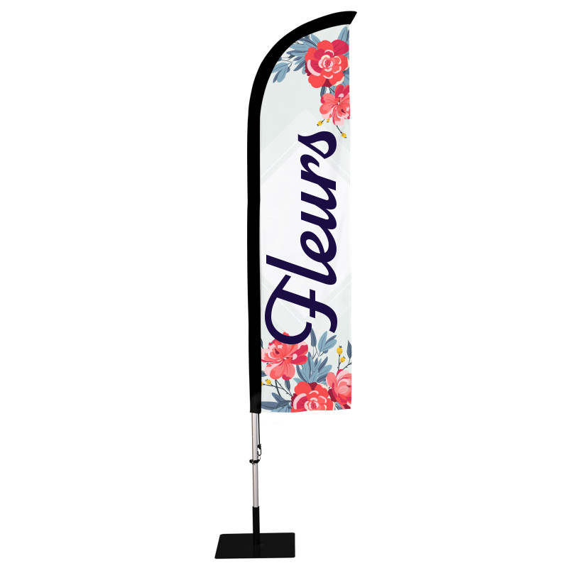 Beach flag Prêt à imprimer "Fleurs" (kit avec platine carrée) 2,8 m - Modèle 1 MACAP