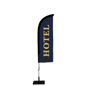 Beach flag Prêt à imprimer "Hôtel" (kit avec platine carrée) 2,3 m - Modèle 2 MACAP