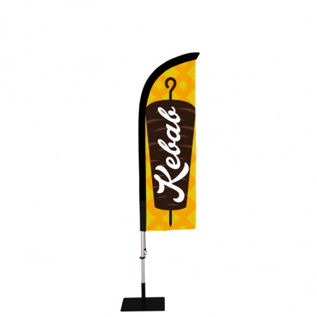 Beach flag Prêt à imprimer "Kebab" (kit avec platine carrée) 2,3 m - Modèle 1 MACAP