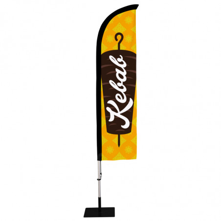 Beach flag Prêt à imprimer "Kebab" (kit avec platine carrée) 2,8 m - Modèle 1 MACAP